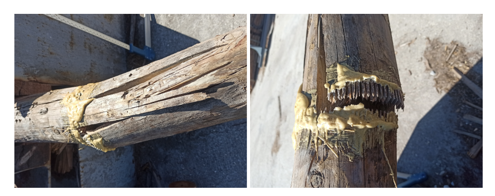  Roturas dos protótipos com cola PUR