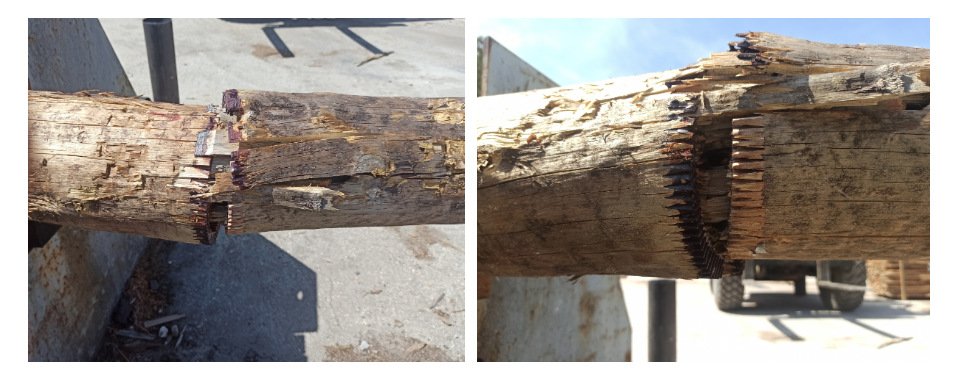  Roturas dos protótipos com cola PRF